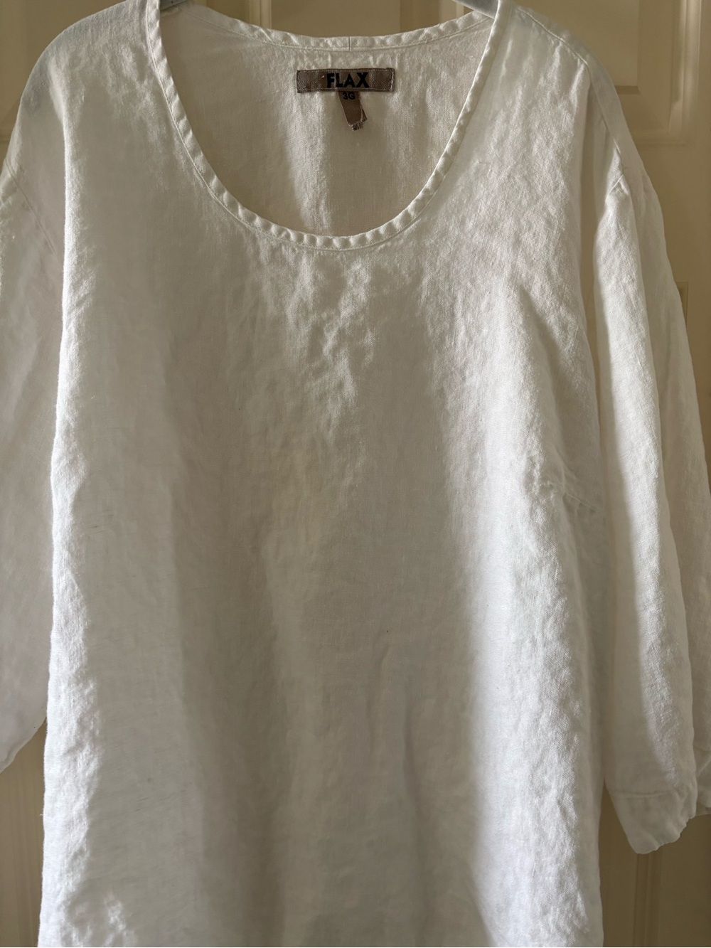 FLAX 3g 3x white linen top blouse - Picture 4 of 7